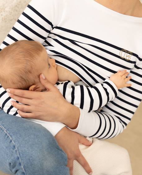 Marinière de grossesse et d'allaitement benodet Blanc/marine+Marine/blanc 1 - vertbaudet enfant 