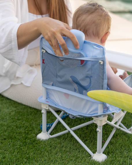 Chaise bebe pliable avec tablette portable Bleu+Rose 2 - vertbaudet enfant 