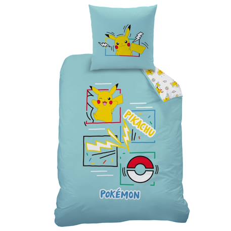 Parure de lit imprimée 100% coton, pokemon animation Bleu ciel 3 - vertbaudet enfant 