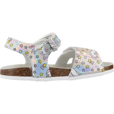 Sandale bébé synthétique fleurette Argent 020+Blanc 300 1 - vertbaudet enfant 