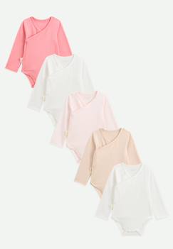 Bébé-Body-Lot de 5 bodies bébé manches longues ouverture croisée louison