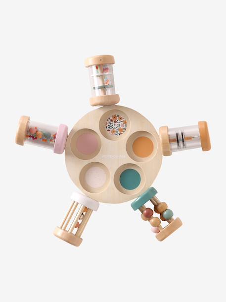 Set de 5 hochets musicaux en bois FSC® bois+Rétro Flower 8 - vertbaudet enfant 