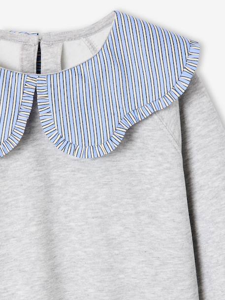 Sweat fille col claudine broderie anglaise écru+gris chiné+mauve+rose pâle+rouge 7 - vertbaudet enfant 