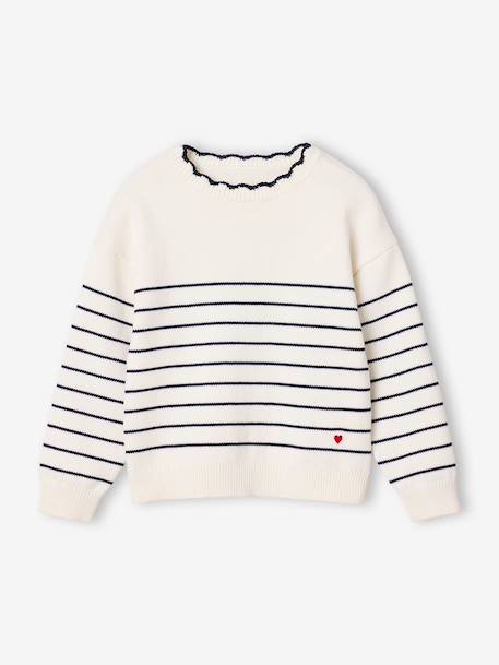 Pull fille manches longues framboise+marine+rose 5 - vertbaudet enfant 