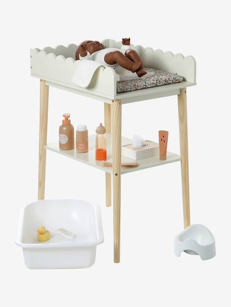 Table à langer poupon feston en bois FSC® blanc 2 - vertbaudet enfant 