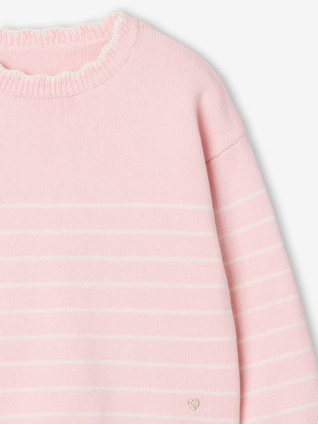 Pull fille manches longues framboise+marine+rose 10 - vertbaudet enfant 