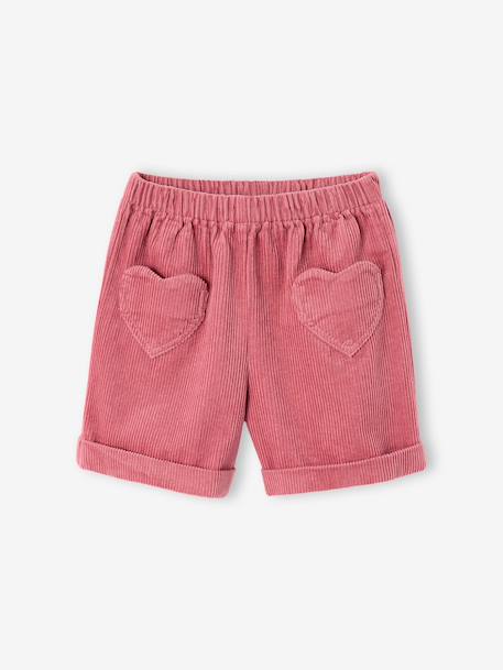 Short en velours poches coeur fille facile à enfiler kaki+marine+rose+vieux rose 12 - vertbaudet enfant 