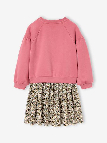 Robe bi-matière fille anthracite+écru+mauve+vert sauge 10 - vertbaudet enfant 