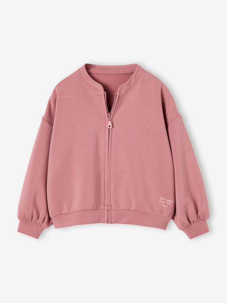 Sweat zippé fille vieux rose 1 - vertbaudet enfant 