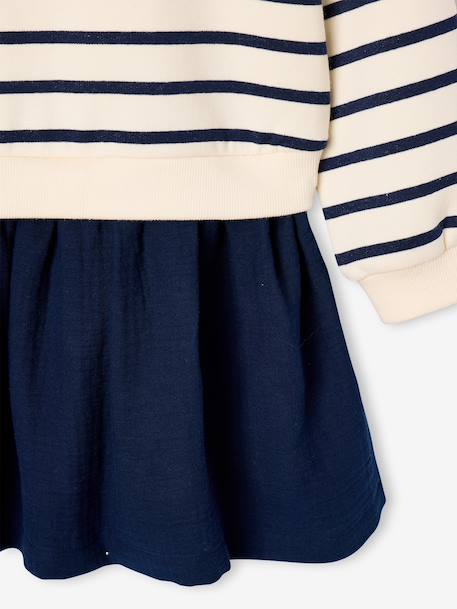 Robe fille 2 en 1 molleton et gaze de coton anthracite+marine 9 - vertbaudet enfant 