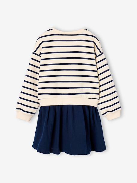 Robe fille 2 en 1 molleton et gaze de coton anthracite+marine 7 - vertbaudet enfant 
