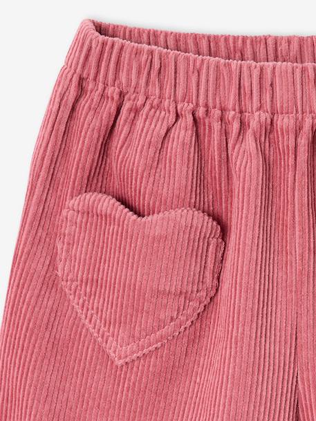 Short en velours poches coeur fille facile à enfiler kaki+marine+rose+vieux rose 14 - vertbaudet enfant 