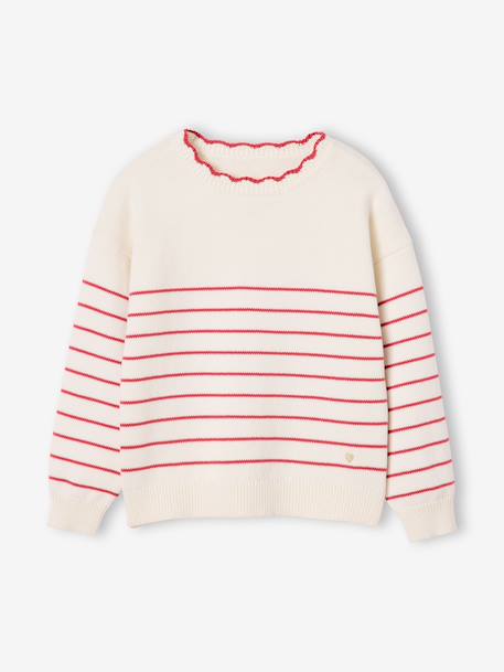 Pull fille manches longues framboise+marine+rose 1 - vertbaudet enfant 