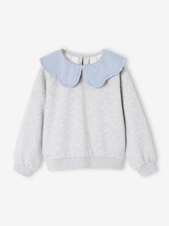 -Sweat fille col claudine broderie anglaise