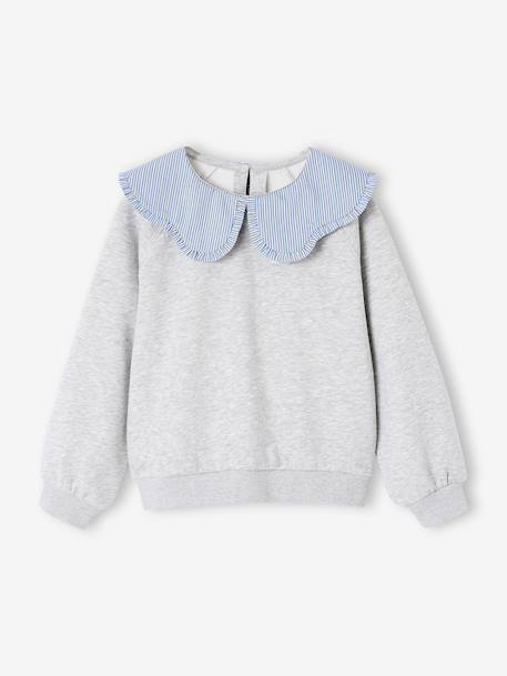 Fille-Sweat fille col claudine broderie anglaise
