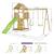Aire de jeux portique en bois woodi - double balançoire, toboggan, mur d'escalade, bac a sable, table pique nique, cabane, échelle Marron 3 - vertbaudet enfant 