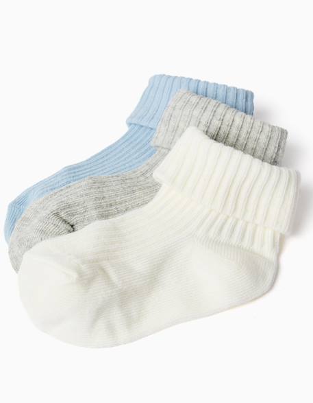 Pack 3 paires de chaussettes côtelées Bleu clair 4 - vertbaudet enfant 