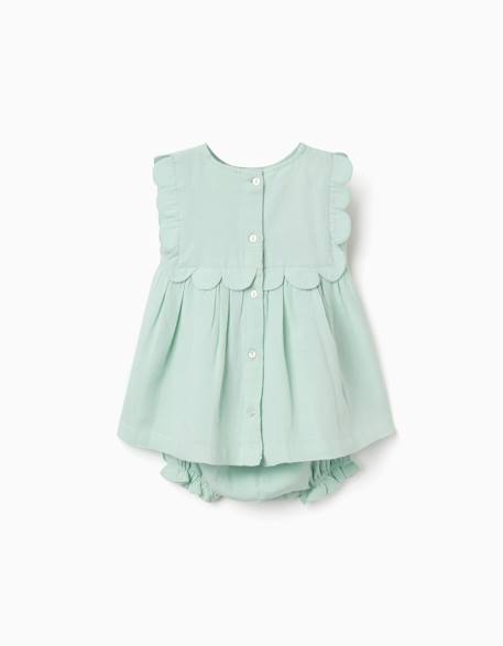 Robe et bloomer en coton et lin Vert clair 2 - vertbaudet enfant 