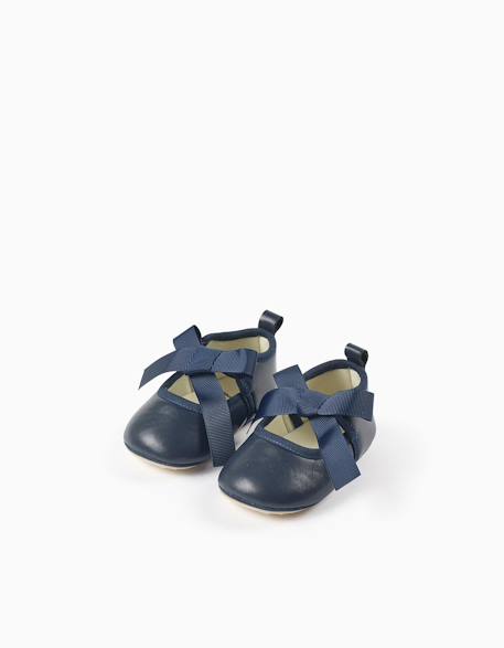 Ballarines avec nœud en satin Bleu foncé 1 - vertbaudet enfant 