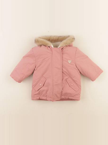 Manteau doublure amovible - 6 mois Rose 1 - vertbaudet enfant 