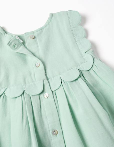 Robe et bloomer en coton et lin Vert clair 3 - vertbaudet enfant 