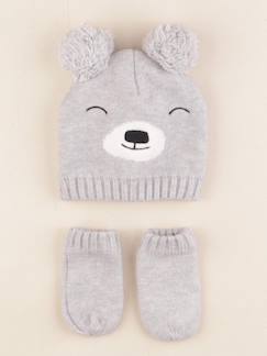 Seconde main-Fille-Ensemble bonnet/moufles - 3/6 mois
