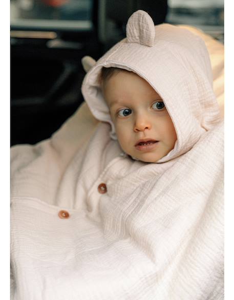 Poncho bébé mousseline de coton bio Beige 4 - vertbaudet enfant 
