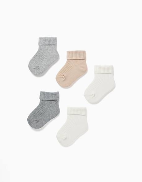 Pack 5 paires de chaussettes côtelées Multicolore 1 - vertbaudet enfant 