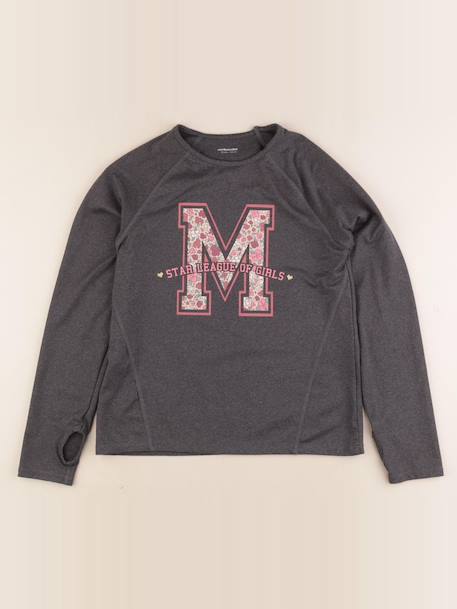 Tee-shirt - 10 ans Gris, rose 1 - vertbaudet enfant 