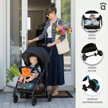 Poussette urbaine légère et compacte Milan Noir et violet 6 - vertbaudet enfant 