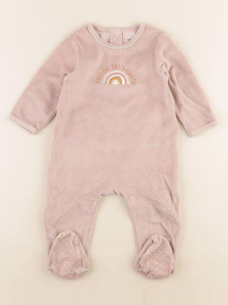 Pyjama velours - 12 mois Rose 1 - vertbaudet enfant 