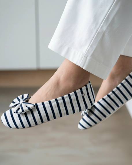 Chaussons ballerines ultra confortables, semelle en cuir, détail grand nœud Aubergine+Bleu canard+Bleu canardfleurs+Girafe+Gris chiné clair+Ivoire+Rayure marinière+Rayuresbleues+Rouge+Sauge+Vert d'eau 43 - vertbaudet enfant 