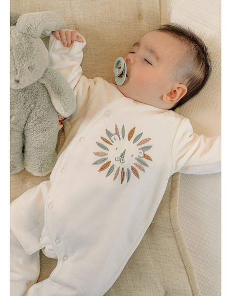Pyjama bébé velours brodé Blanc 1 - vertbaudet enfant 