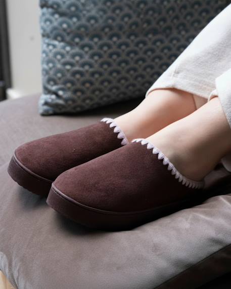 Chaussons mules à talon compensé de 3,5 cm, très confortables Cachou+Camel 2 - vertbaudet enfant 