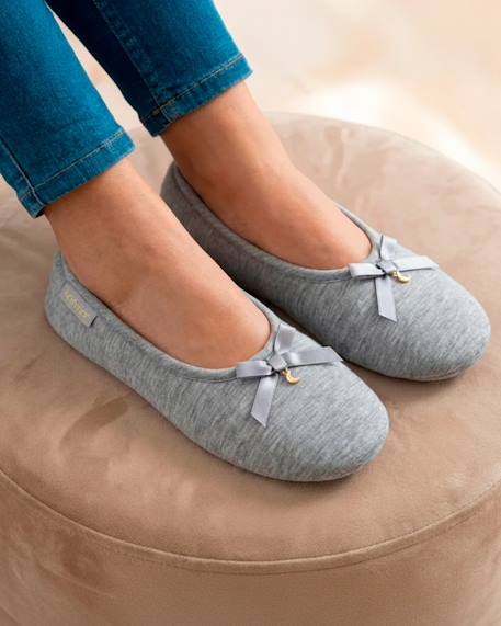 Chaussons ballerines jersey, semelle gomme antidérapante Gris chiné 2 - vertbaudet enfant 