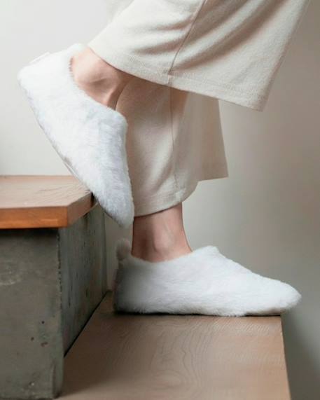 Chaussons bottillons imitation fourrure, semelle gomme antidérapante Ivoire 2 - vertbaudet enfant 