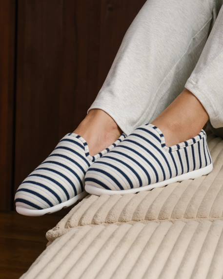 Chaussons charentaises très confortables, en jersey bio Rayure marinière+Rayuresbleues 8 - vertbaudet enfant 