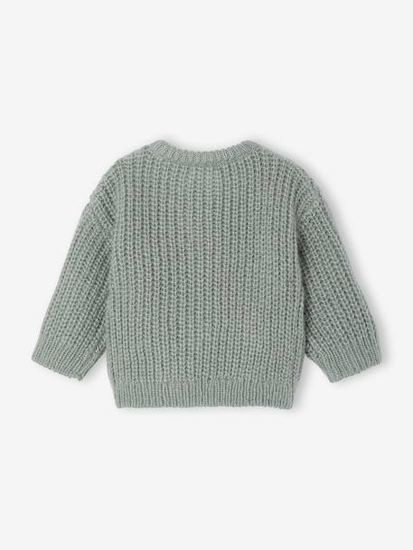 Gilet bébé en maille grosse jauge beige chiné+vert sauge 9 - vertbaudet enfant 