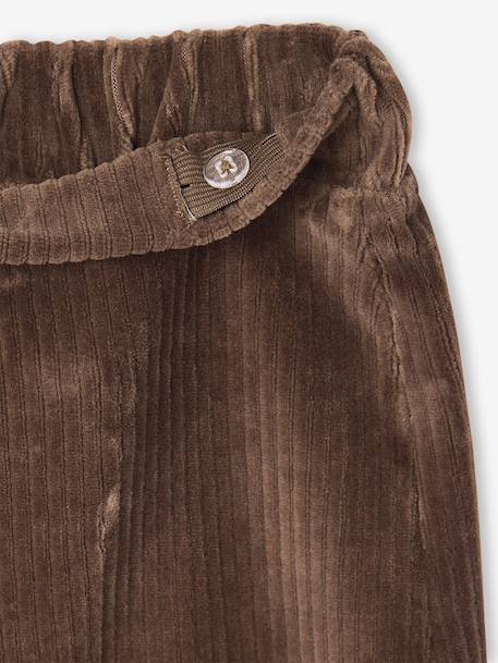 Pantalon fille large en velours anthracite+bleu grisé+chocolat+écru+kaki+marron+mauve+prune+rose 12 - vertbaudet enfant 