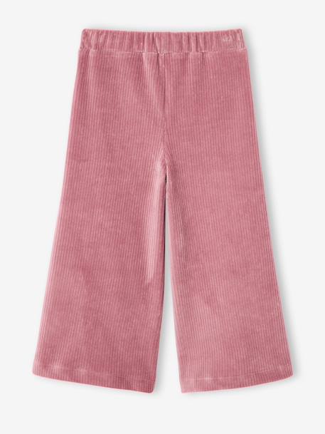 Pantalon fille large en velours anthracite+bleu grisé+chocolat+écru+kaki+marron+mauve+prune+rose 28 - vertbaudet enfant 