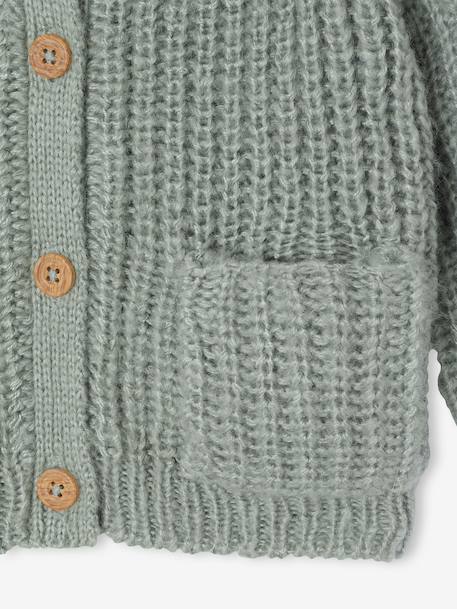 Gilet bébé en maille grosse jauge beige chiné+vert sauge 10 - vertbaudet enfant 
