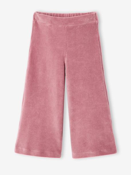 Pantalon fille large en velours anthracite+bleu grisé+chocolat+écru+kaki+marron+mauve+prune+rose 27 - vertbaudet enfant 