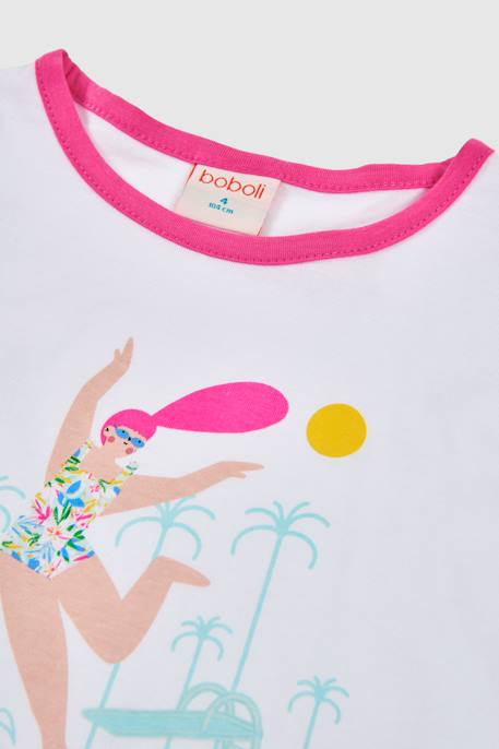 T-shirt coton imprimé piscine pour fille Blanc 3 - vertbaudet enfant 