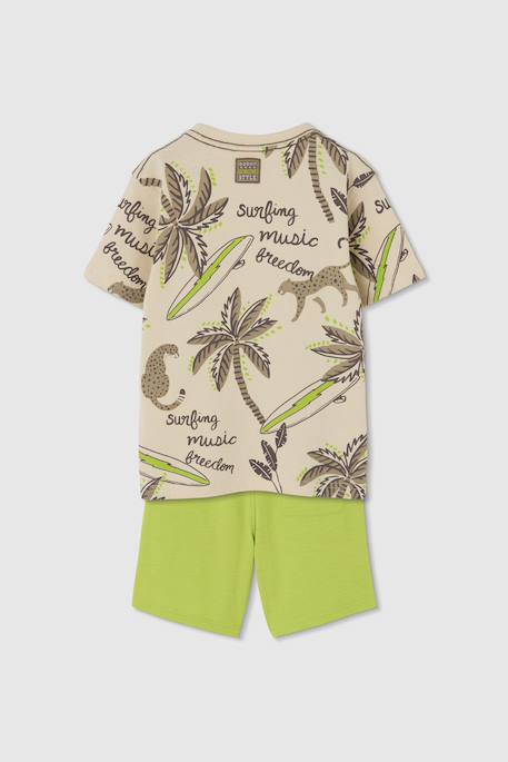 Ensemble enfant t-shirt et bermuda en coton Vert 2 - vertbaudet enfant 