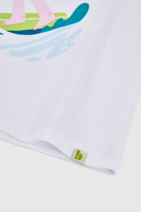 T-shirt coton imprimé surfeuse pour fille Blanc 4 - vertbaudet enfant 