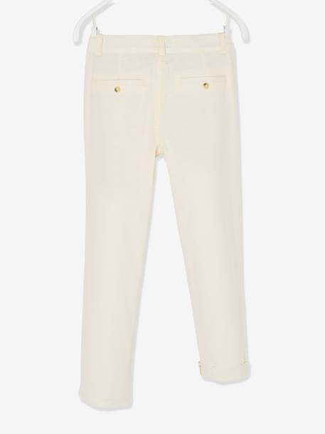 Pantalon chino garçon en coton/lin beige clair+gris fondu+marine foncé 2 - vertbaudet enfant 