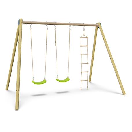 Portique balançoire double pour enfants avec echelle de corde - Jardin Extérieur Bois 2 - vertbaudet enfant 