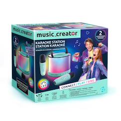 Jouet-Multimédia-Mini station karaoké - enceinte lumineuse avec 2 microphones sans fil -music creator