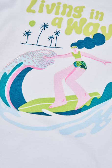 T-shirt coton imprimé surfeuse pour fille Blanc 3 - vertbaudet enfant 