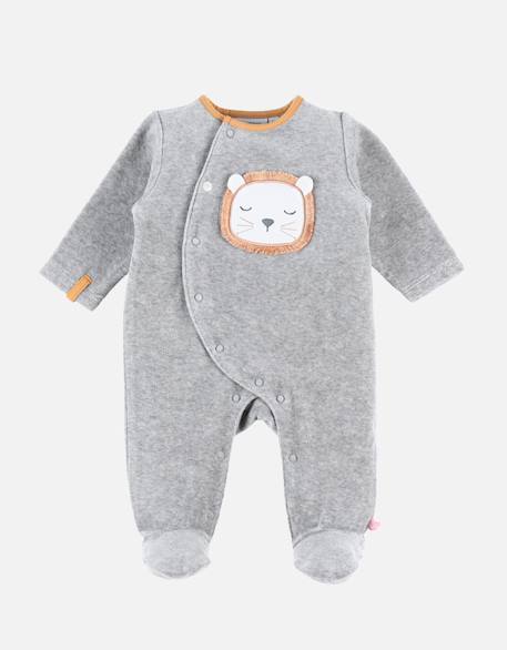 Pyjama 1-pièce babou en velours Gris 2 - vertbaudet enfant 